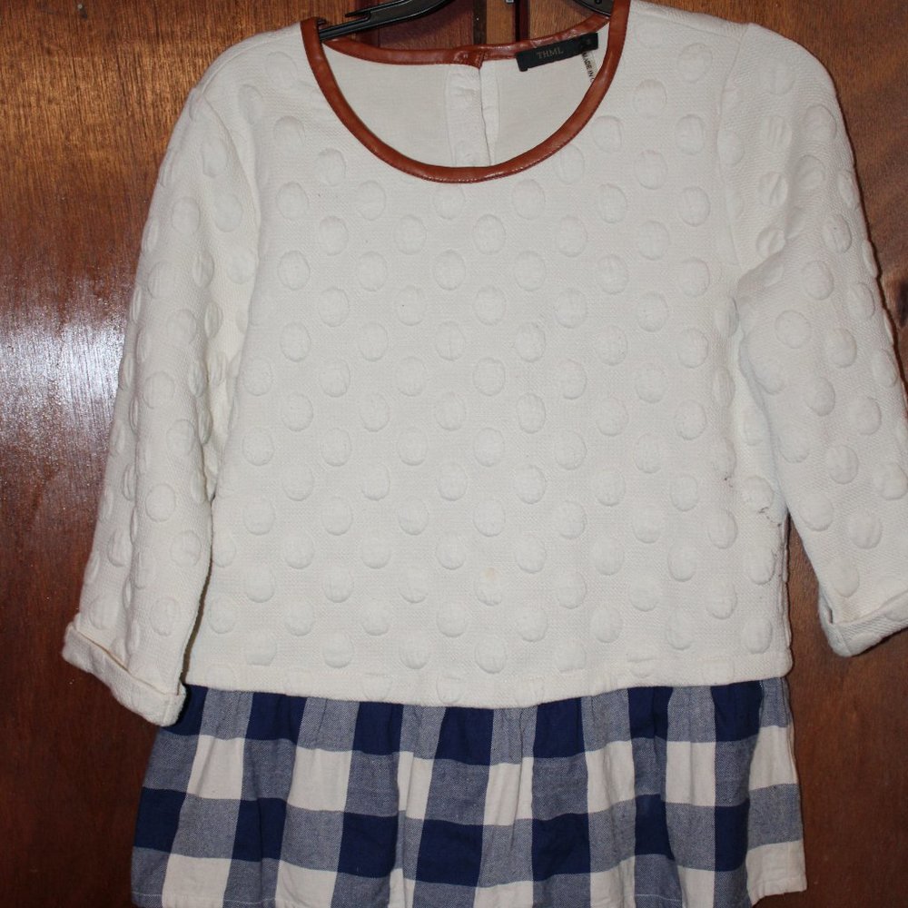 pola dot and blue plaid sweater/blouse.